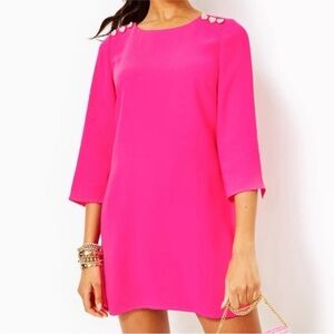 Lilly Pulitzer Annwyn Heart Button Romper Dress Size 2 Pink Palms